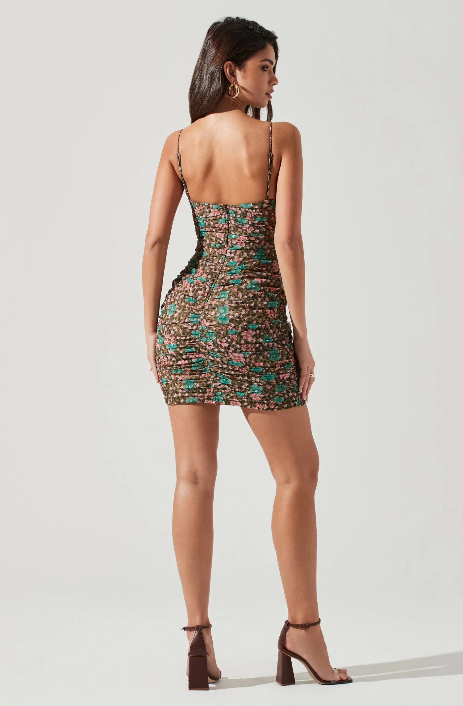 Ibiza Floral Ruched Cutout Mini Dress 4 Ibiza Floral Ruched Cutout Mini Dress - Image 4