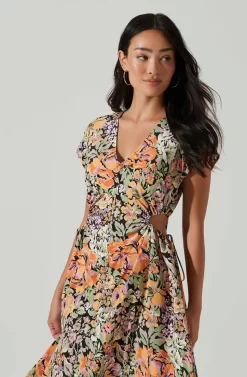 Miranda Floral Print Midi Dress -ASTR the Label Store ACDR101340B ORANGEBLACKFLORAL 3 scaled