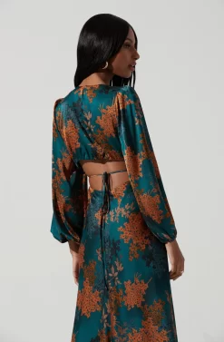Quinn Floral Cutout Midi Dress -ASTR the Label Store ACDR101358 GREENRUSTFLORAL 2036 scaled