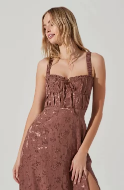 Elsie Floral Jacquard Smocked Midi Dress -ASTR the Label Store ACDR101374J BROWNJACQUARD 4 scaled