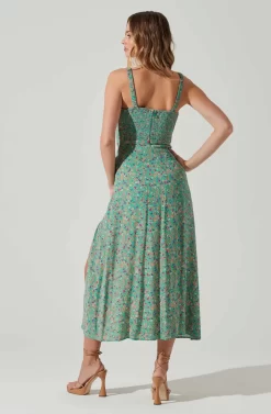 Elsie Floral Midi Dress -ASTR the Label Store ACDR101374V GREENMAGENTADITSY 6 scaled