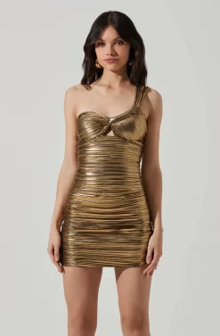 Golda One Shoulder Bodycon Mini Dress -ASTR the Label Store ACDR101423 GOLD 3 scaled