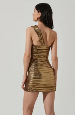 Golda One Shoulder Bodycon Mini Dress -ASTR the Label Store ACDR101423 GOLD 5 scaled