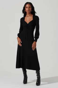Genevieve Knit Sweetheart Long Sleeve Midi Dress -ASTR the Label Store ACDR101450 BLACK 1 scaled