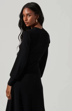 Genevieve Knit Sweetheart Long Sleeve Midi Dress -ASTR the Label Store ACDR101450 BLACK 5 scaled