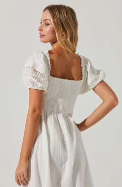 Itzel Eyelet Puff Sleeve Midi Dress -ASTR the Label Store ACDR101454 WHITE 5 scaled