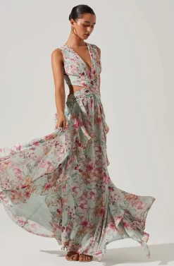 Noya Floral Cutout Maxi Dress -ASTR the Label Store ACDR101457 AQUAPINKFLORAL 6 3 scaled