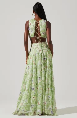 Noya Floral Cutout Maxi Dress -ASTR the Label Store ACDR101457 LIGHTGREENFLORAL 5 scaled