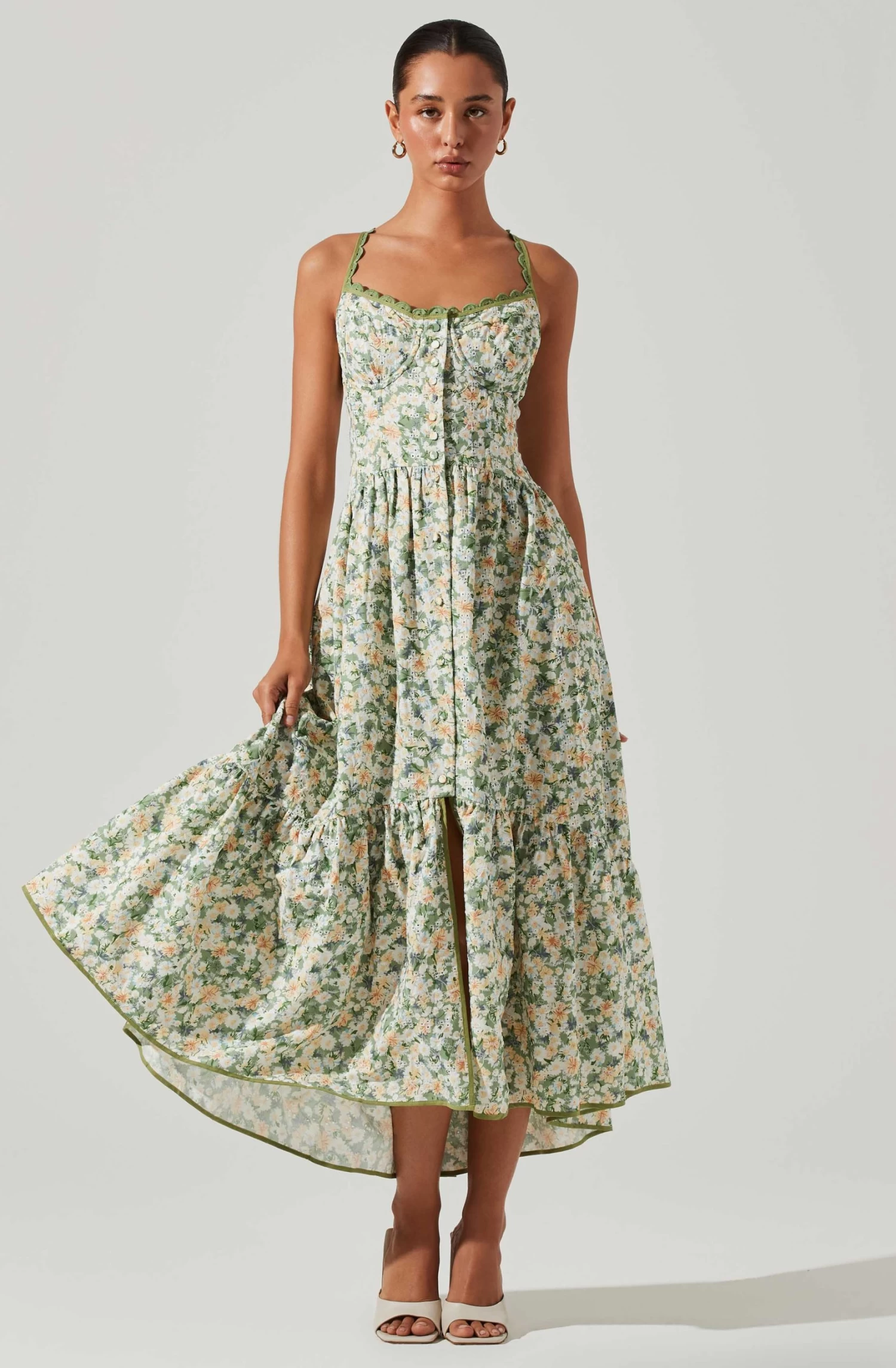 Yamila Floral Eyelet Midi Dress 1 Yamila Floral Eyelet Midi Dress