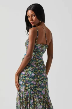 Malvina One Shoulder Floral Midi Dress -ASTR the Label Store ACDR101528 PURPLEYELLOWMULTI 6 scaled