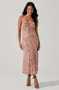 Maritza Floral Smocked Midi Dress -ASTR the Label Store ACDR101529 COPPERLILACMULTI 2 scaled