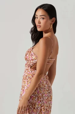 Maritza Floral Smocked Midi Dress -ASTR the Label Store ACDR101529 COPPERLILACMULTI 4 scaled