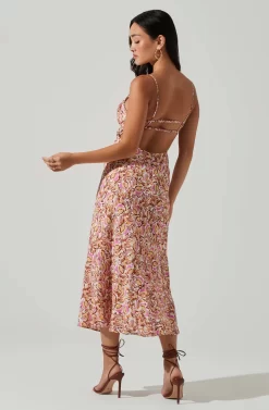 Maritza Floral Smocked Midi Dress -ASTR the Label Store ACDR101529 COPPERLILACMULTI 5 scaled