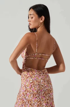 Maritza Floral Smocked Midi Dress -ASTR the Label Store ACDR101529 COPPERLILACMULTI 6 scaled