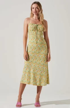 Maritza Floral Smocked Midi Dress -ASTR the Label Store ACDR101529 YELLOWGREENDITSY 1 scaled