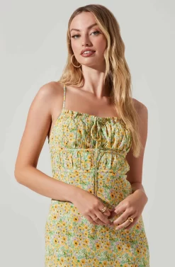 Maritza Floral Smocked Midi Dress -ASTR the Label Store ACDR101529 YELLOWGREENDITSY 2 scaled