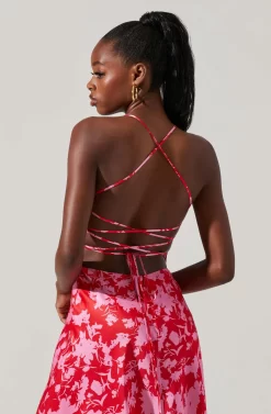 Gala Bustier Cross Strap Midi Dress -ASTR the Label Store ACDR101545 REDPINKMULTI 3 scaled