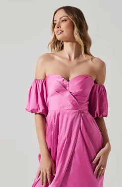 Zurina Off Shoulder Puff Sleeve Midi Dress -ASTR the Label Store ACDR101549 PINK 4 scaled