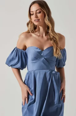 Zurina Off Shoulder Puff Sleeve Midi Dress -ASTR the Label Store ACDR101549 SLATEBLUE 4 scaled