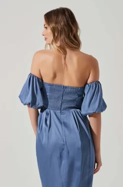 Zurina Off Shoulder Puff Sleeve Midi Dress -ASTR the Label Store ACDR101549 SLATEBLUE 5 scaled