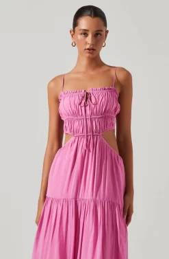 Odina Smocked Cutout Tiered Maxi Dress -ASTR the Label Store ACDR101551S PINK 4 scaled