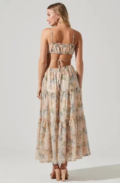 Odina Floral Smocked Tiered Midi Dress -ASTR the Label Store ACDR101551 BLUEPEACHFLORAL 5 1 scaled