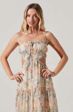 Odina Floral Smocked Tiered Midi Dress -ASTR the Label Store ACDR101551 BLUEPEACHFLORAL 5 3 scaled