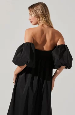 Carlin Off Shoulder Puff Sleeve Midi Dress -ASTR the Label Store ACDR101554 BLACK 3 scaled