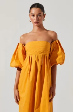 Carlin Off Shoulder Puff Sleeve Midi Dress -ASTR the Label Store ACDR101554 MANGO 4 scaled