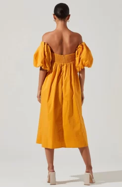 Carlin Off Shoulder Puff Sleeve Midi Dress -ASTR the Label Store ACDR101554 MANGO 6 scaled