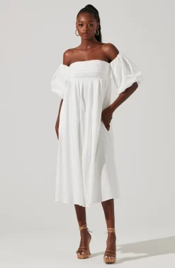 Carlin Off Shoulder Puff Sleeve Midi Dress -ASTR the Label Store ACDR101554 WHITE 1 scaled