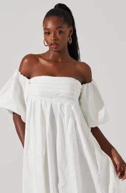 Carlin Off Shoulder Puff Sleeve Midi Dress -ASTR the Label Store ACDR101554 WHITE 2 scaled