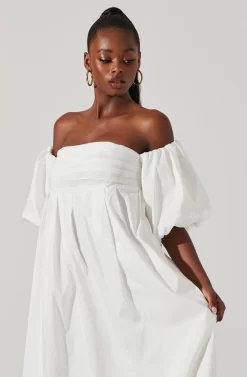Carlin Off Shoulder Puff Sleeve Midi Dress -ASTR the Label Store ACDR101554 WHITE 3 scaled
