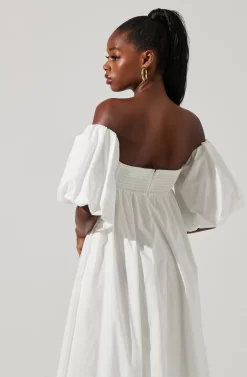 Carlin Off Shoulder Puff Sleeve Midi Dress -ASTR the Label Store ACDR101554 WHITE 4 scaled