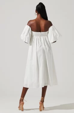 Carlin Off Shoulder Puff Sleeve Midi Dress -ASTR the Label Store ACDR101554 WHITE 5 scaled