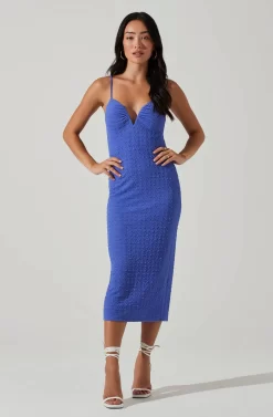 Signy Textured Midi Dress -ASTR the Label Store ACDR101570L MARINEBLUE 1 scaled