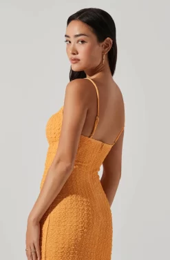 Signy Textured Midi Dress -ASTR the Label Store ACDR101570L TANGERINE 3 scaled