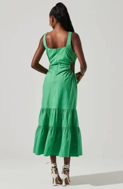 Bridget Side Cutout Tiered Midi Dress 19 Bridget Side Cutout Tiered Midi Dress -ASTR the Label Store ACDR101571 GREEN 5 scaled