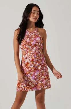 Laylin Floral Halter Cutout Mini Dress -ASTR the Label Store ACDR101590 RUSTMAGENTAFLORAL 3 scaled