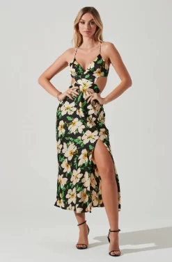 Norelle Satin Floral Midi Dress 7 Norelle Satin Floral Midi Dress -ASTR the Label Store ACDR101596 BLACKFLORAL 1 scaled