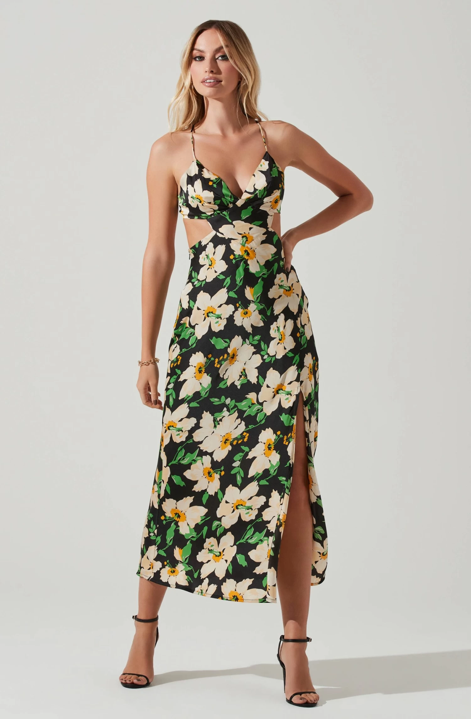 Norelle Satin Floral Midi Dress 1 Norelle Satin Floral Midi Dress