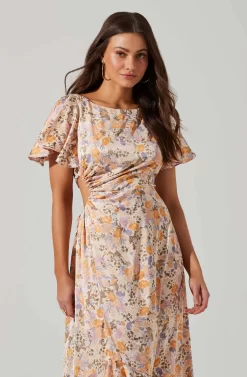 Veida Floral Cutout Midi Dress -ASTR the Label Store ACDR101620 TANGERINEPURPLEFLR 2 scaled