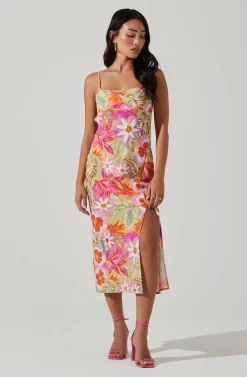 Gabriella Floral Strappy Back Midi Dress -ASTR the Label Store ACDR101629L ORANGEPURPLEMULTI 2 scaled