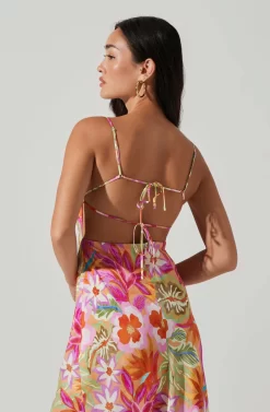 Gabriella Floral Strappy Back Midi Dress -ASTR the Label Store ACDR101629L ORANGEPURPLEMULTI 4 scaled