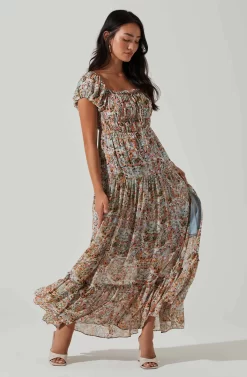Roseline Off Shoulder Floral Maxi Dress -ASTR the Label Store ACDR101641 BLUEPINKMULTI 2 scaled