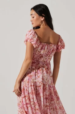 Roseline Off Shoulder Floral Maxi Dress -ASTR the Label Store ACDR101641 PINKORANGE 4 scaled