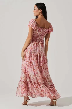 Roseline Off Shoulder Floral Maxi Dress -ASTR the Label Store ACDR101641 PINKORANGE 5 scaled