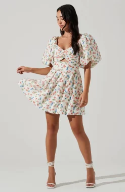 Featured Products 11 Serilda Cutout Puff Sleeve Floral Mini Dress
