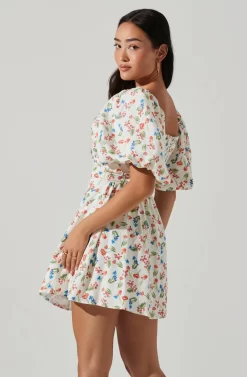 Serilda Cutout Puff Sleeve Floral Mini Dress -ASTR the Label Store ACDR101649 REDMULTIFLORAL 3 scaled