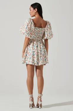 Serilda Cutout Puff Sleeve Floral Mini Dress -ASTR the Label Store ACDR101649 REDMULTIFLORAL 4 scaled
